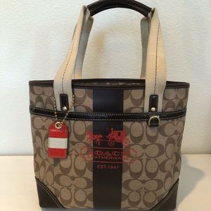 COACH HERITAGE STRIPE TOTE EXCELLENT CONDITION